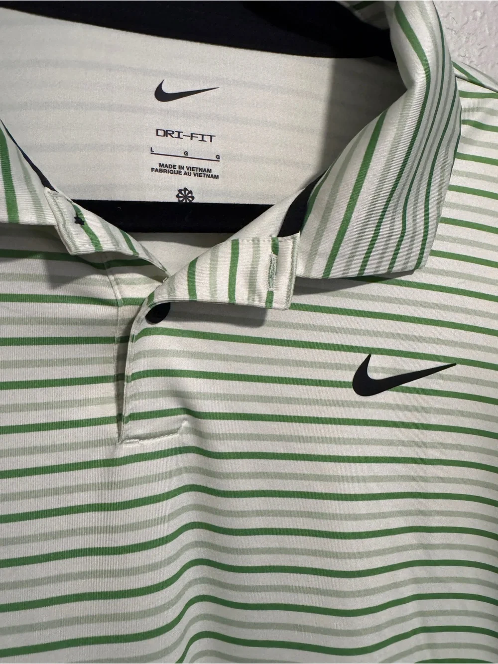 Nike Dri-Fit Men's Green Striped Golf Polo Shirt
